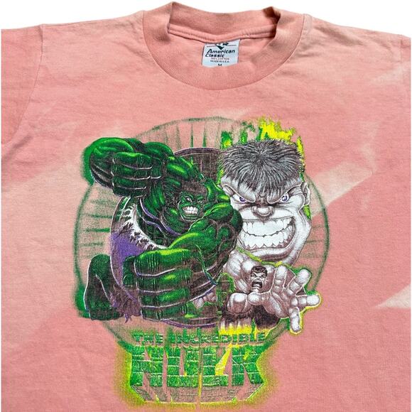 The Incredible Hulk 90’s Bleach Dyed Pink T-shirt - Picture 4 of 6